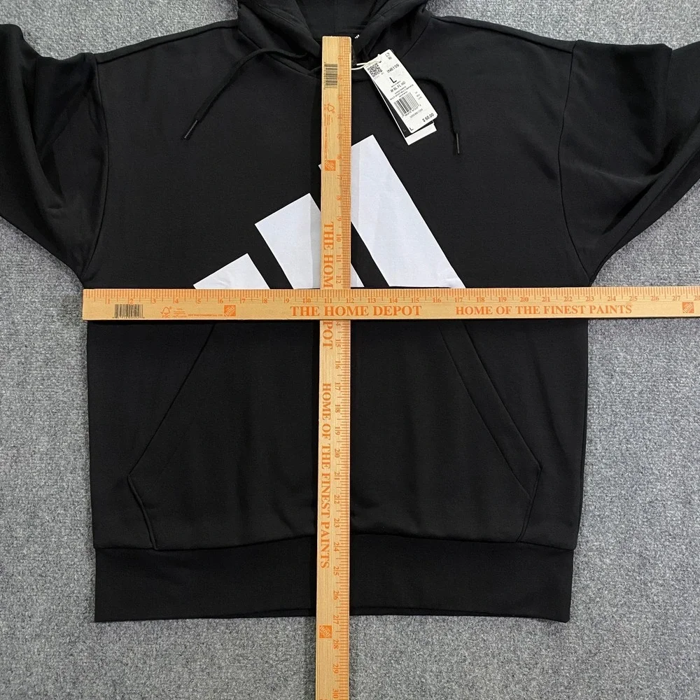 Adidas Trefoil Big Logo Sweatshirt Hoodie Mens Large Black White Fleece Pullover